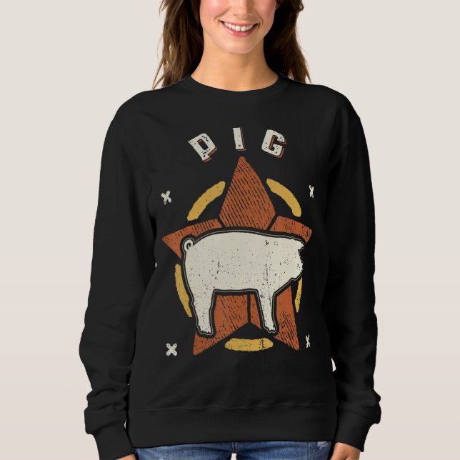 Pig Vintage Retro Classic Animal Sweatshirt (Front)