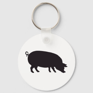 Pig Vintage Wood Engraving Keychain