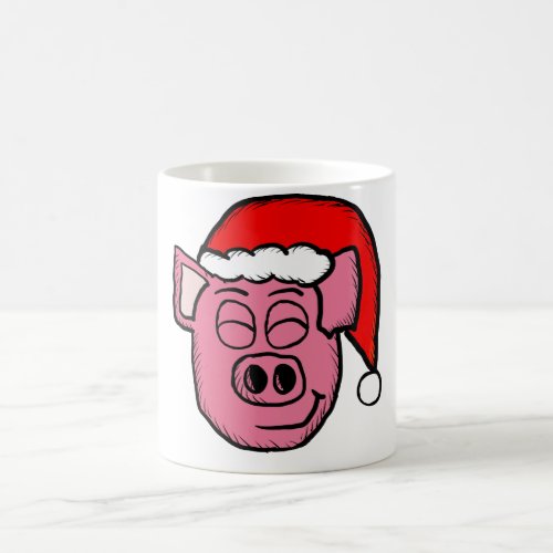 Pig Wearing a Santa Cap Mug