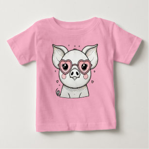 Pig Wearing Heart Shaped Sunglasses Baby T-Shirt