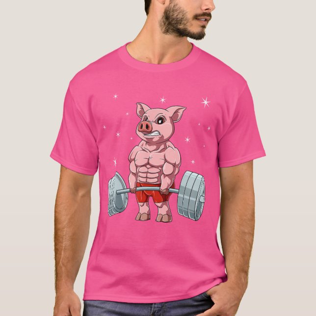 Pig Weightlifting Fitness Gym For A Animal Lover T-Shirt (Front)