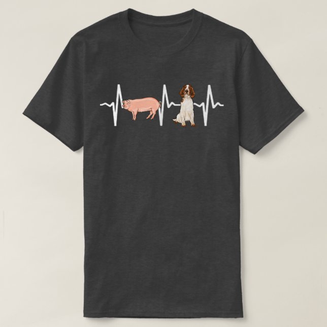 Pig Welsh Springer Spaniel Heartbeat Dog Lover  T-Shirt (Design Front)