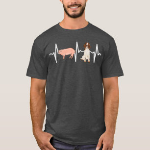 Pig Welsh Springer Spaniel Heartbeat Dog Lover  T-Shirt