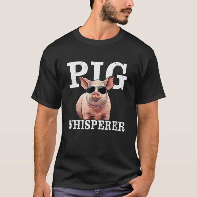 Pig Whisperer Vintage Funny Farmer Pig Lover T-Shirt (Front)