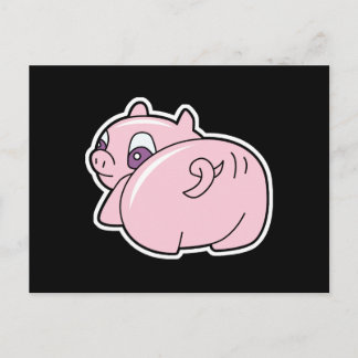 pig wiggling tail postcard