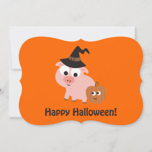 Pig Witch Halloween Party Invitation