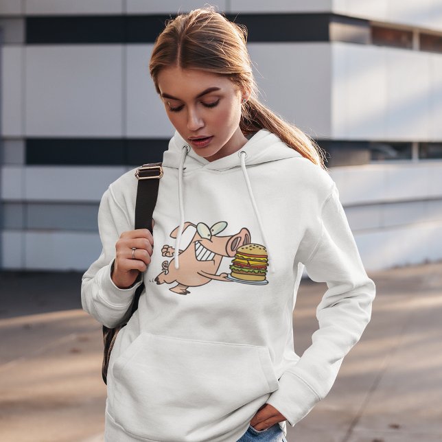 Pig With A Burger Womens Hoodie (Creator Uploaded)