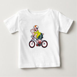 Pig with Bicycle & Helmet Baby T-Shirt