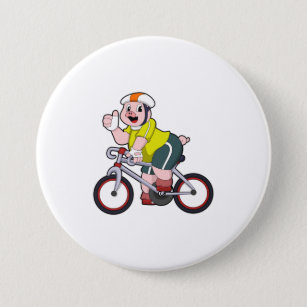 Pig with Bicycle & Helmet Button