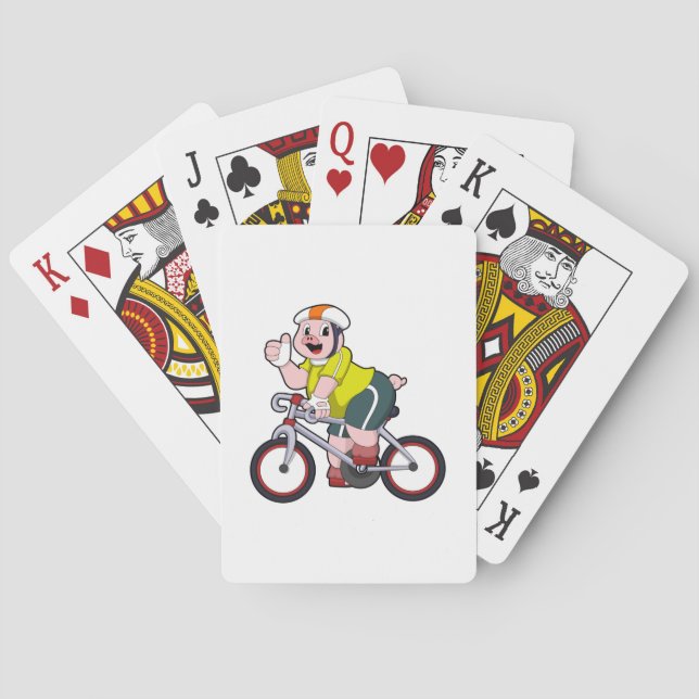 Pig with Bicycle & Helmet Poker Cards (Back)