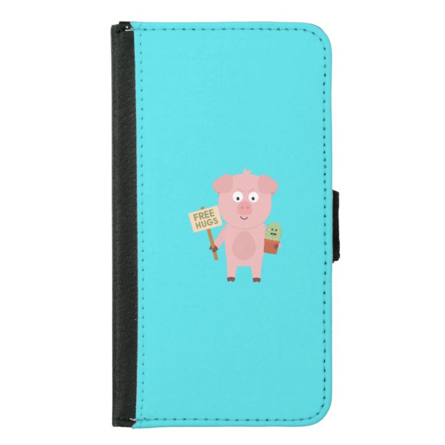 Pig with Cactus Q1Q Samsung Galaxy Wallet Case (Front)