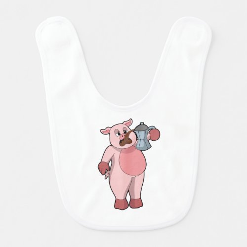 Pig with Coffee pot Baby Bib