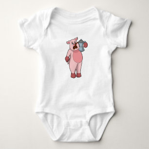 Pig with Coffee pot Baby Bodysuit