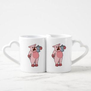 Pig with Coffee pot Coffee Mug Set