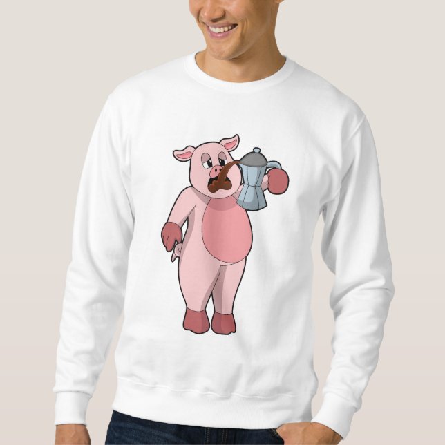 Pig with Coffee pot Sweatshirt (Front)