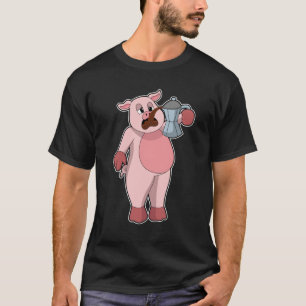Pig with Coffee pot T-Shirt