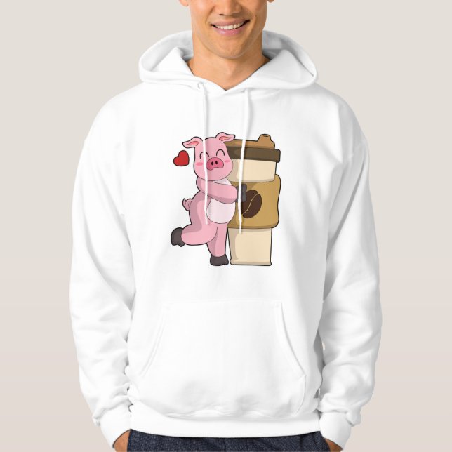 Pig with Coffee to go Hoodie (Front)