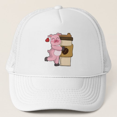 Pig with Coffee to go Trucker Hat