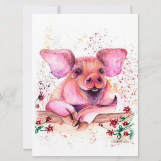 Pig With Flower | Art Design | Art Gift