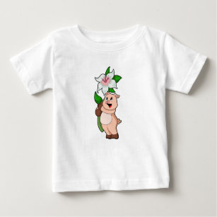 Pig with Flower Lily Baby T-Shirt