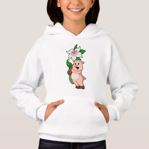 Pig with Flower Lily Hoodie