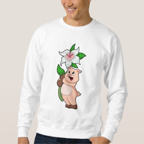 Pig with Flower Lily Sweatshirt