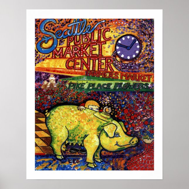 Pig with Flowers Poster (Front)