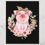 Pig With Leopard Headband Flower Cute Pig Letterhead<br><div class="desc">Pig With Leopard Headband Flower Cute Pig</div>