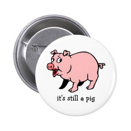 Pig with Lipstick - Button | Zazzle