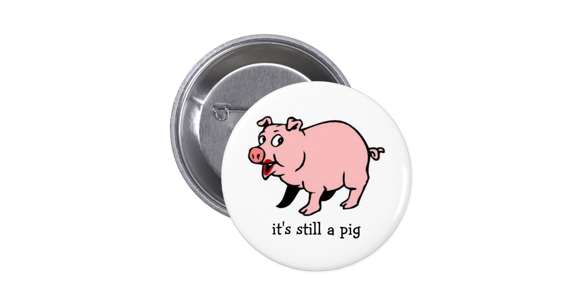 Pig with Lipstick - Button | Zazzle