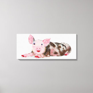Pig with Lipstick Print on Canvas