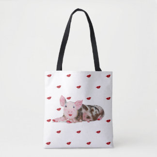 Pig with Lipstick Tote Bag