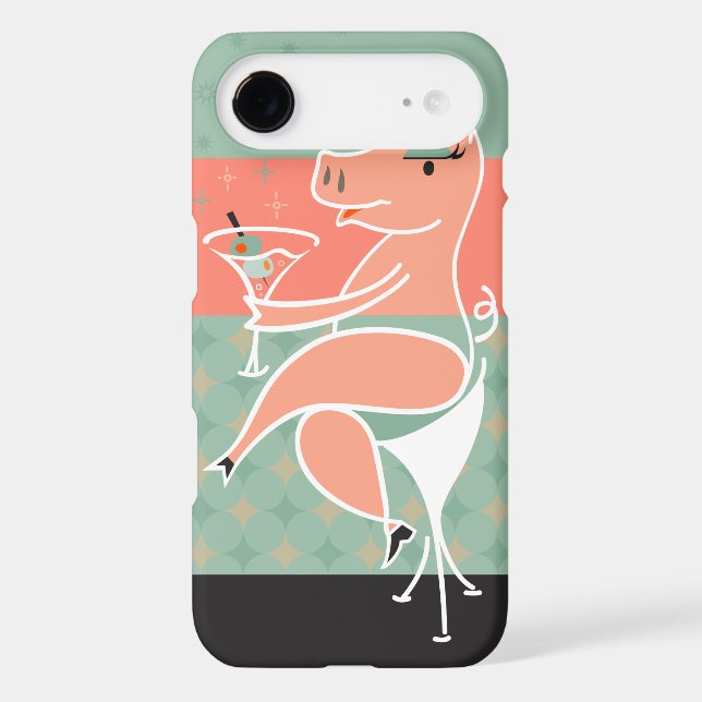 Pig with Martini Case-Mate iPhone Case (Back)