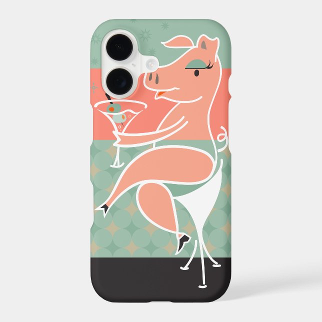 Pig with Martini Iphone Case (Back)