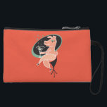 Pig with Martini Wristlet<br><div class="desc">Fun, funky retro pig with a martini illustration. Inspired by beatnik and 50's and 60's design, this artwork has salmon pink, black and light teal colors. You can change the background color if you desire.</div>