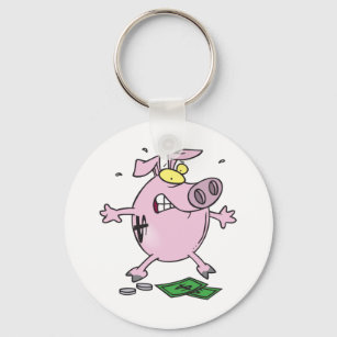 Pig With Money Keychain
