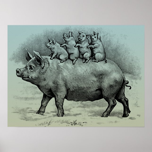 Pig with Piglets Poster (Front)