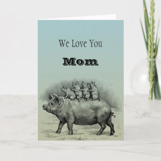 Pig with Piglets Thank You Card