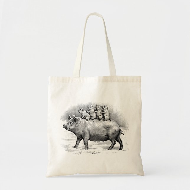 Pig with Piglets Tote Bag (Front)