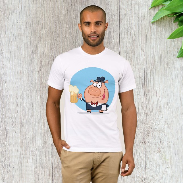 Pig With Pint of Foaming Beer Mens T-Shirt (Creator Uploaded)