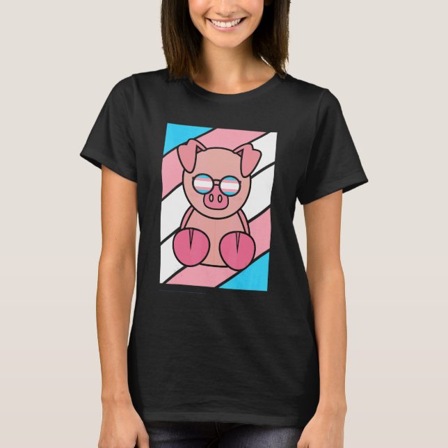Pig With Pride Transgender Flag Lgbtq Proud Ally P T-Shirt (Front)