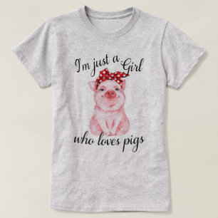 Pig With Quirky Red Bow and Cute Phrase T-Shirt