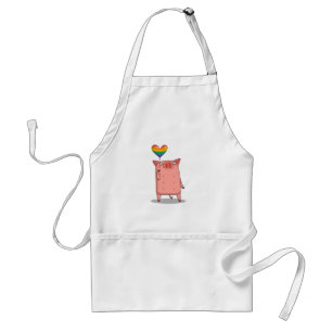 Pig With Rainbow Balloon Adult Apron