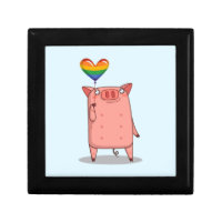 Pig With Rainbow Balloon Gift Box