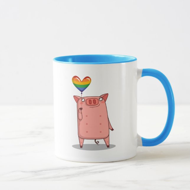 Pig With Rainbow Balloon Mug (Right)