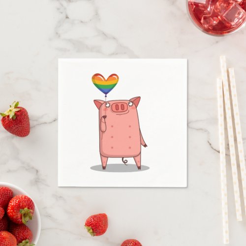 Pig With Rainbow Balloon Napkins