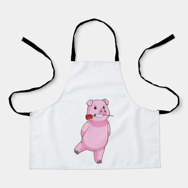 Pig with Rose Flower Apron (Front)