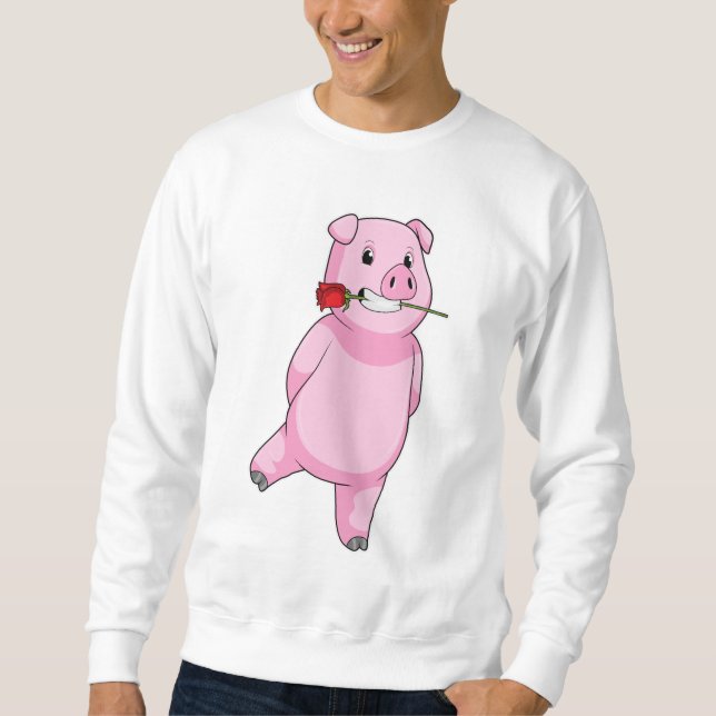 Pig with Rose Flower Sweatshirt (Front)