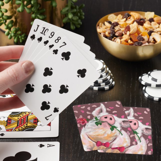 Pig with Rose Funny Playing Cards Gift - Gentleman (In Situ)