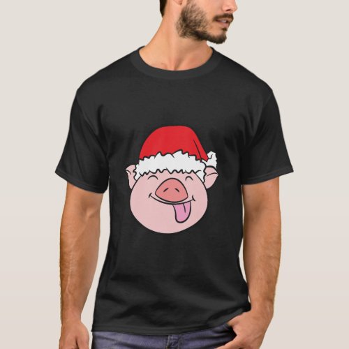 Pig With Santa Hat Funny Pig Lover Christmas Pig T_Shirt